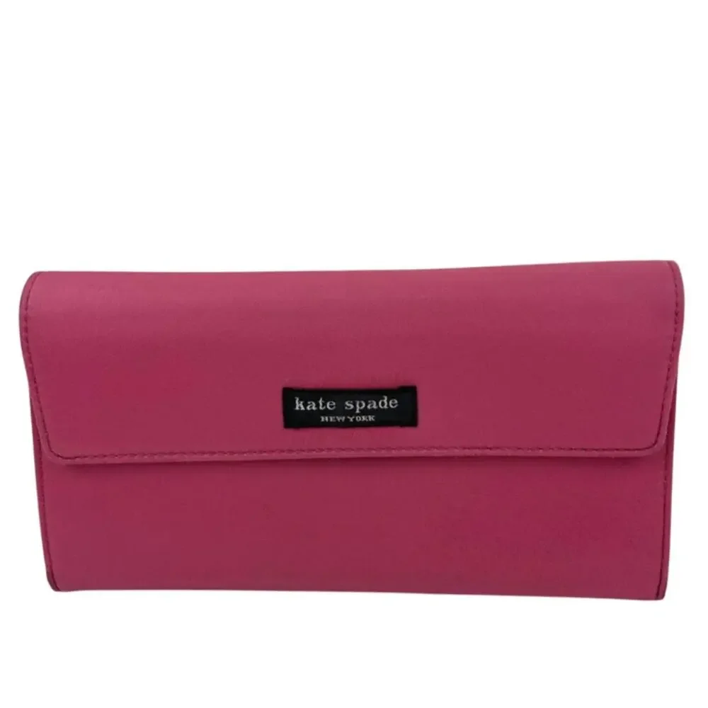 VTG Kate Spade Bubblegum Pink Foldover Clutch Wallet Barbiecore Card Money Y2K - Picture 1 of 10